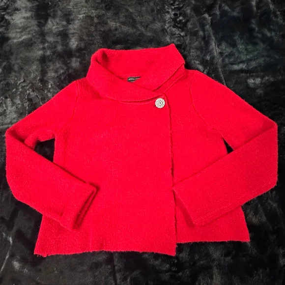 Adrienne Vittadini Red Rhinestone Cardigan Sweater Medium - Picture 10 of 13